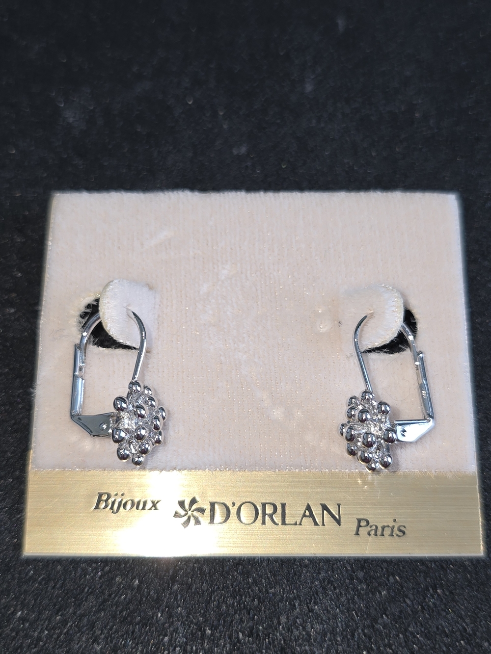 D'Orlan NEW Rhodium Plated Pierced Silver Crystal Cluster Drop Earrings